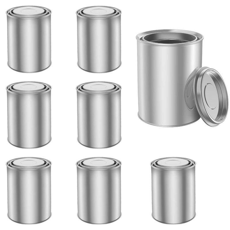 Quaocens 8 PCS Empty Paint Cans With Lids (1 Pint Size), Empty Metal Paint Cans With Lids, 2 Cup Capacity, Empty Pint Paint Cans With Lids Storage Containers Can Be Used for DIY and Paint Storage and More. - Image 1